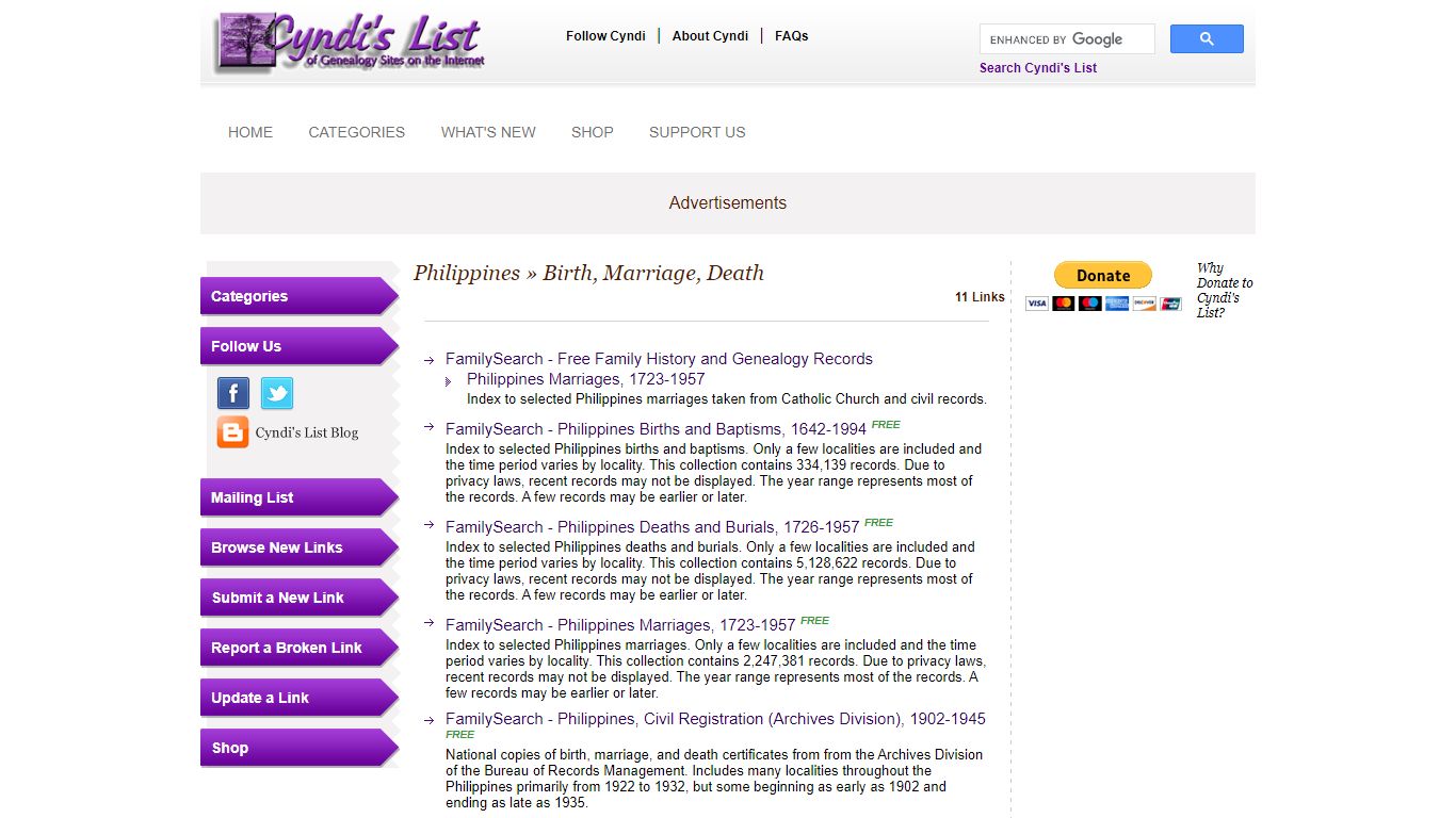 Philippines - Birth, Marriage, Death - Cyndi's List