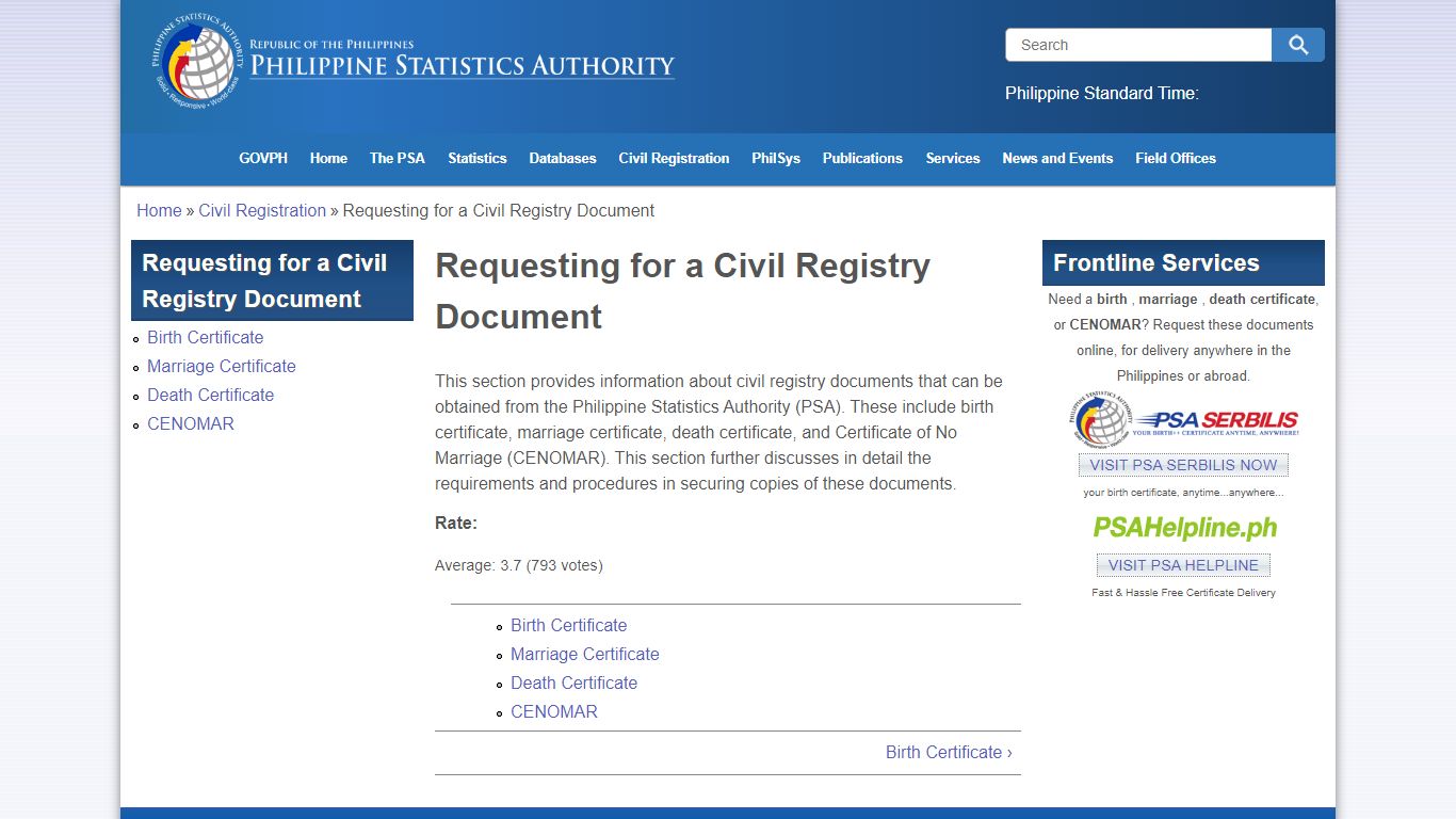 Requesting for a Civil Registry Document | Philippine ...